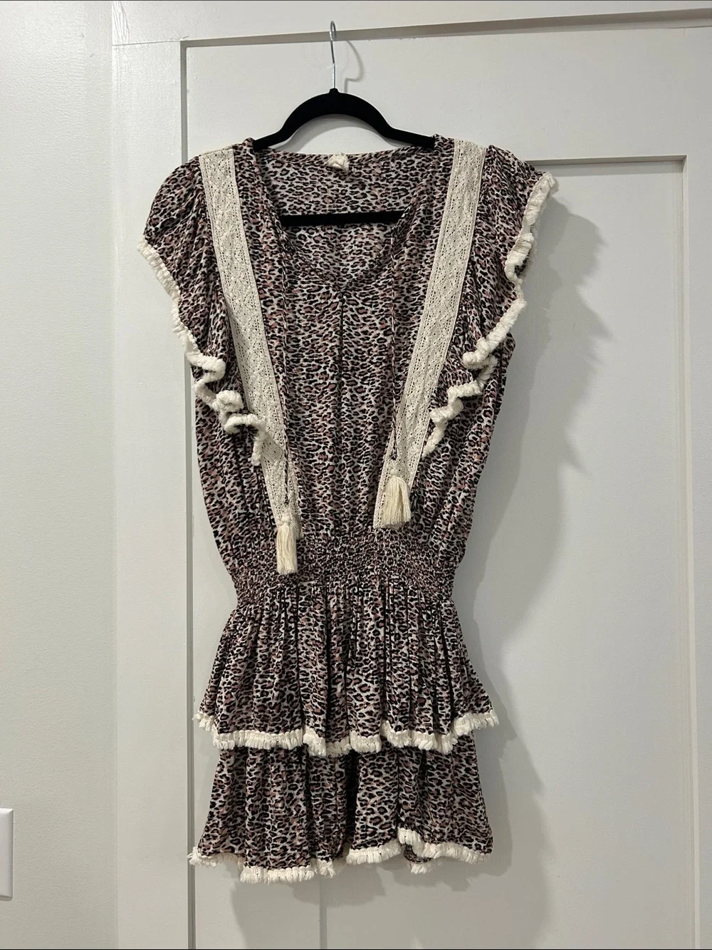 Surf Gypsy Leopard Print Cover Up Dress, Size Large